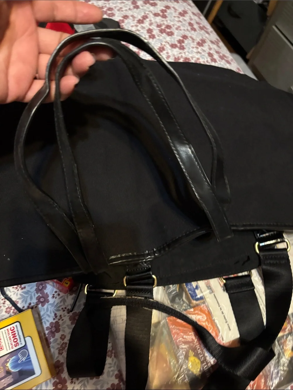 Victoria's Secret Black Tote with Multicolor Sequin Stripes